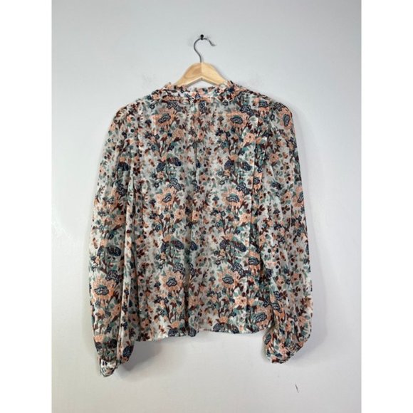 NEW Ulla Johnson Astrid Floral Lurex V-Neck Multicolor Blouse Top - Picture 6 of 7